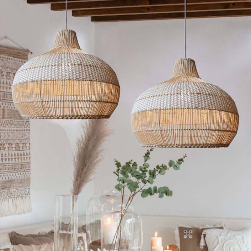 Handgewebte Rattan Pendelleuchte