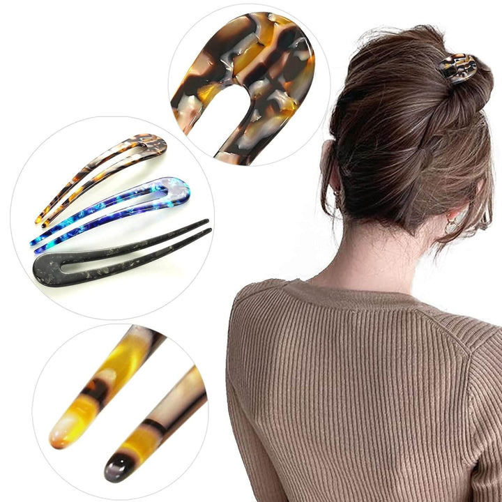 Pinces à cheveux en forme de U en écaille de tortue - chignon