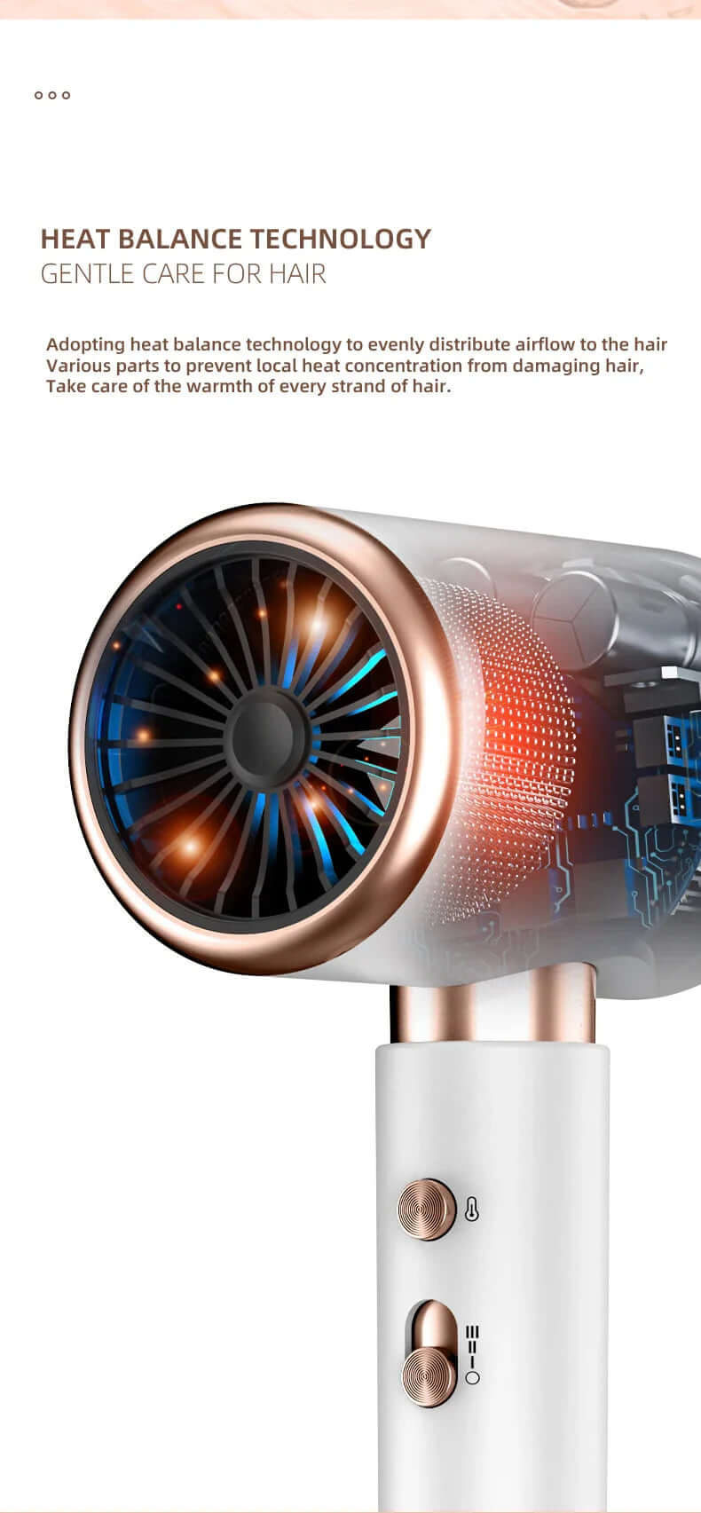 Sèche-cheveux 2400W avec technologie ionique - Séchage rapide et doux