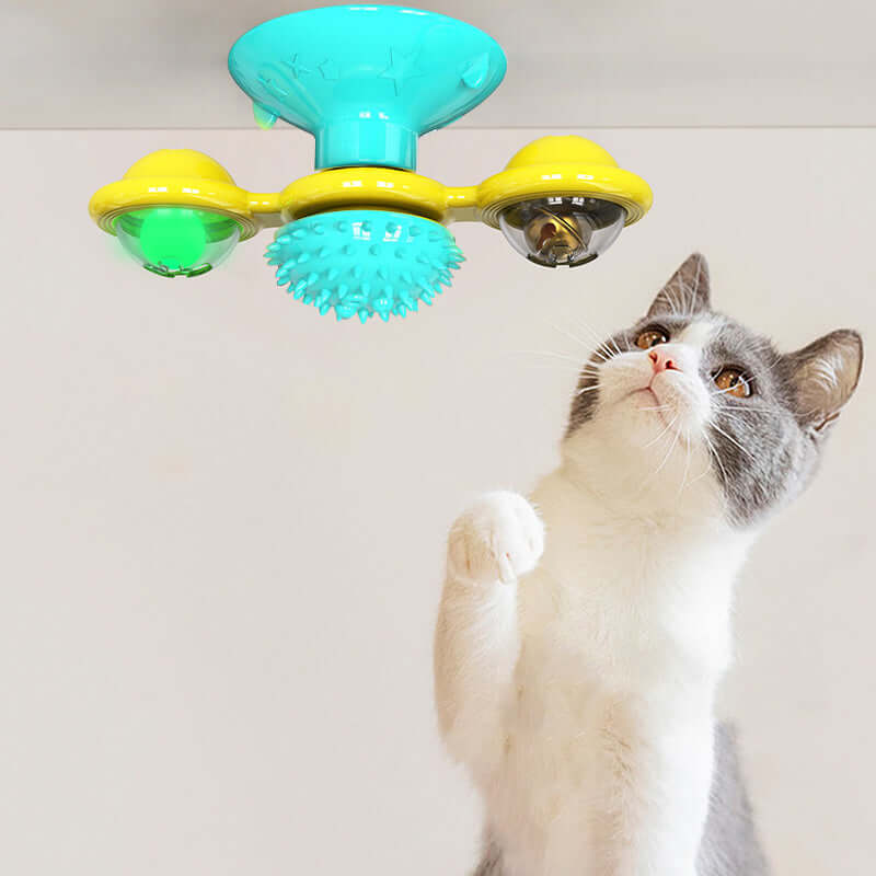 Jouet pour chat avec griffoir et moulin à vent - Interactif