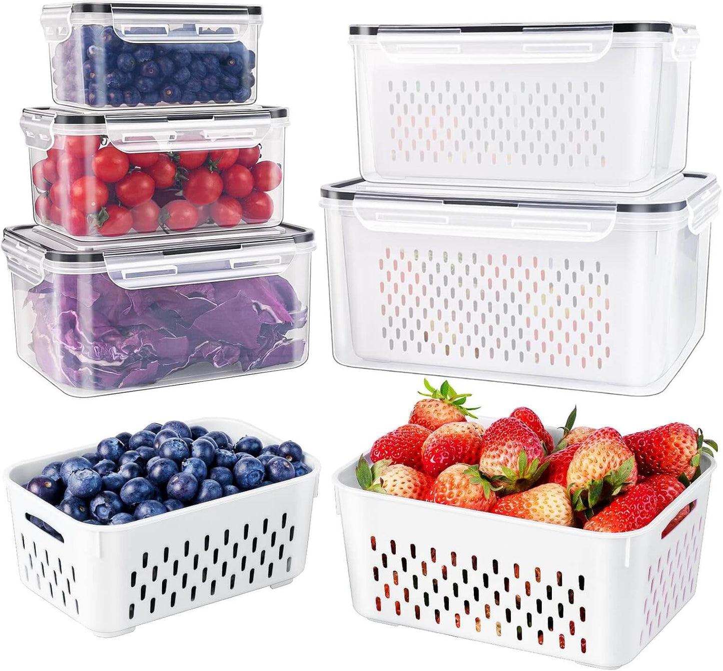 5-teiliges Frischhalteboxen-Set mit Sieb