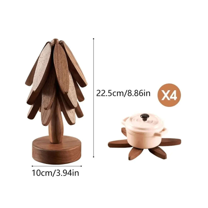 Ensemble de sous-verres en bois - Motif arbre - Résistant à la chaleur