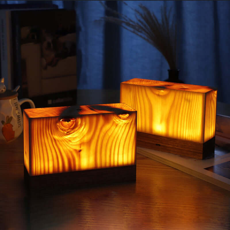 LED Tischlampe Holzoptik Akku & Touch