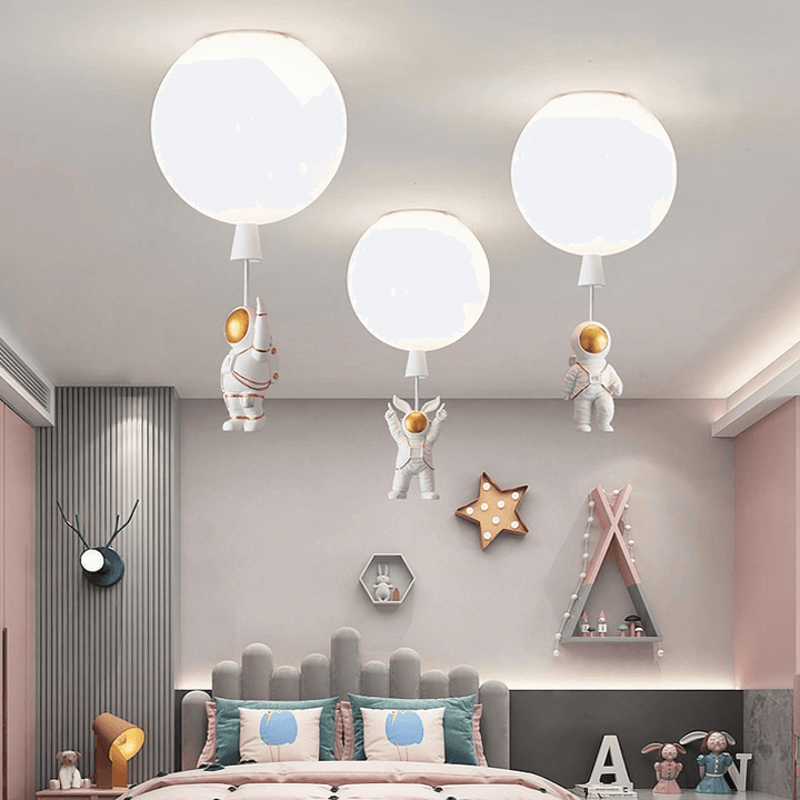 Plafonnier LED moderne « Lune et Astronautes »