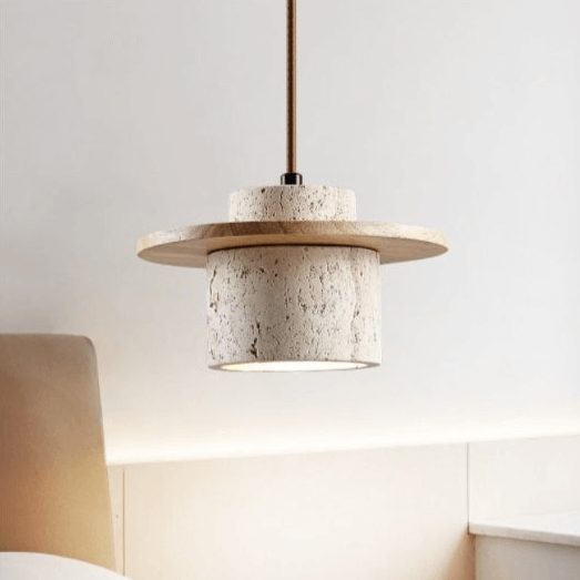 Lampe suspendue design en travertin