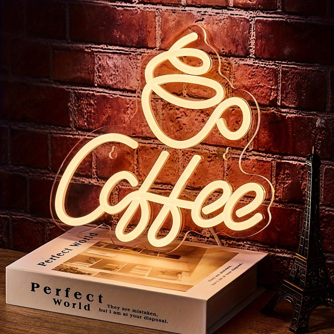 LED-Neon-Kaffee-Schriftzug - Wanddeko für Kaffeeliebhaber