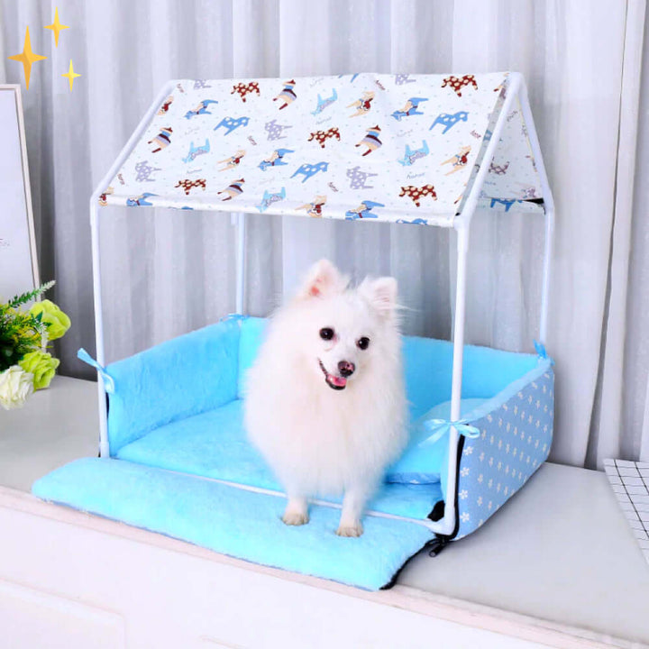 Grotte de couchage en polaire confortable avec toit et oreiller