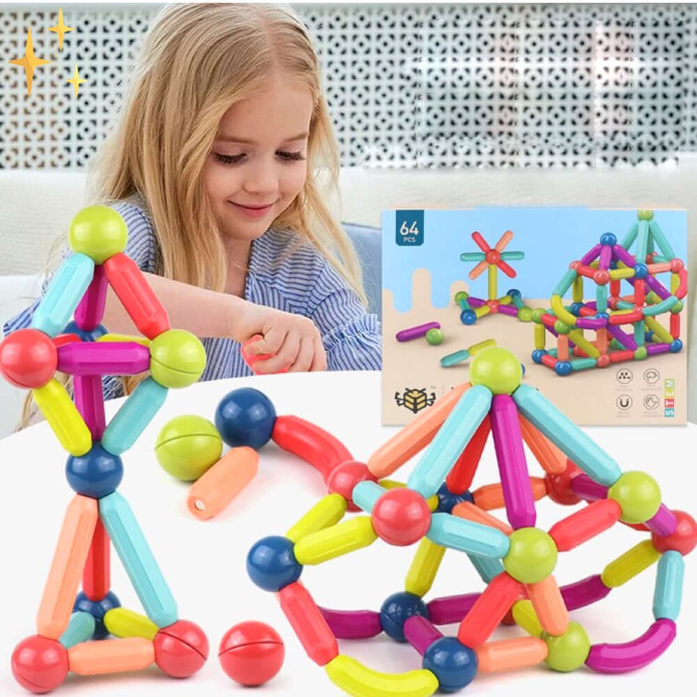 64 Magnetische Bausteine Set für Kreatives Bauen