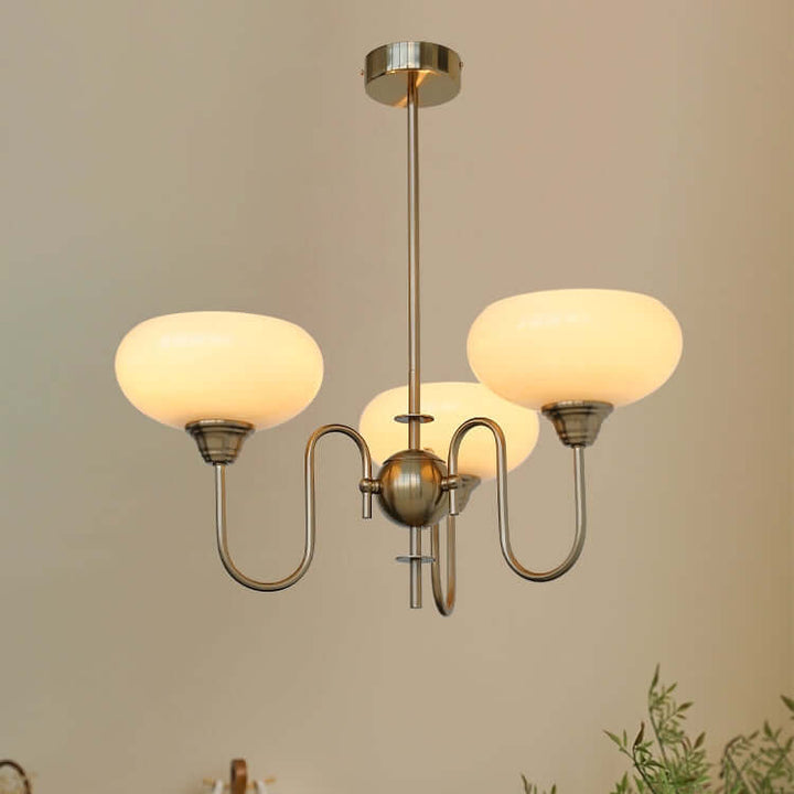 Lustre en verre kaki couleur crème