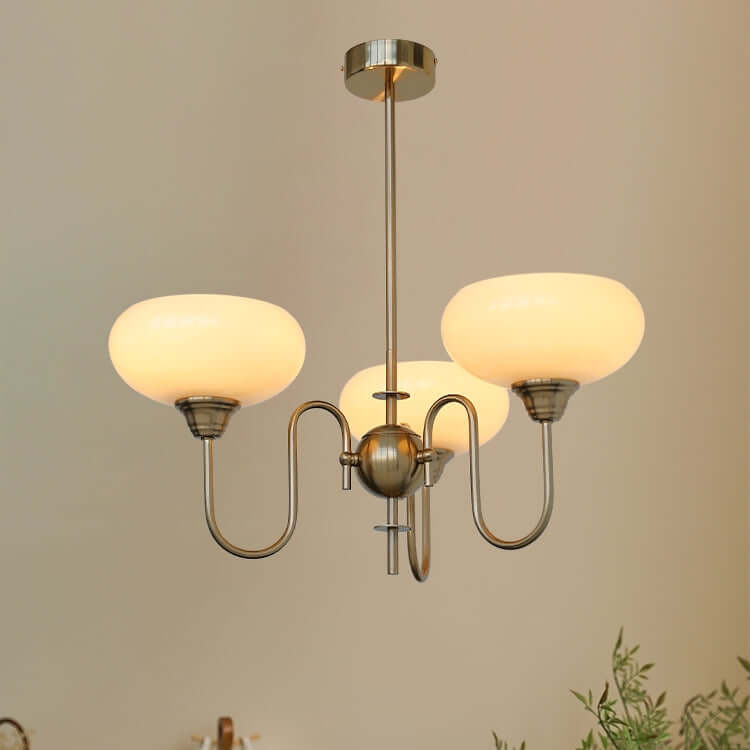 Lustre en verre kaki couleur crème