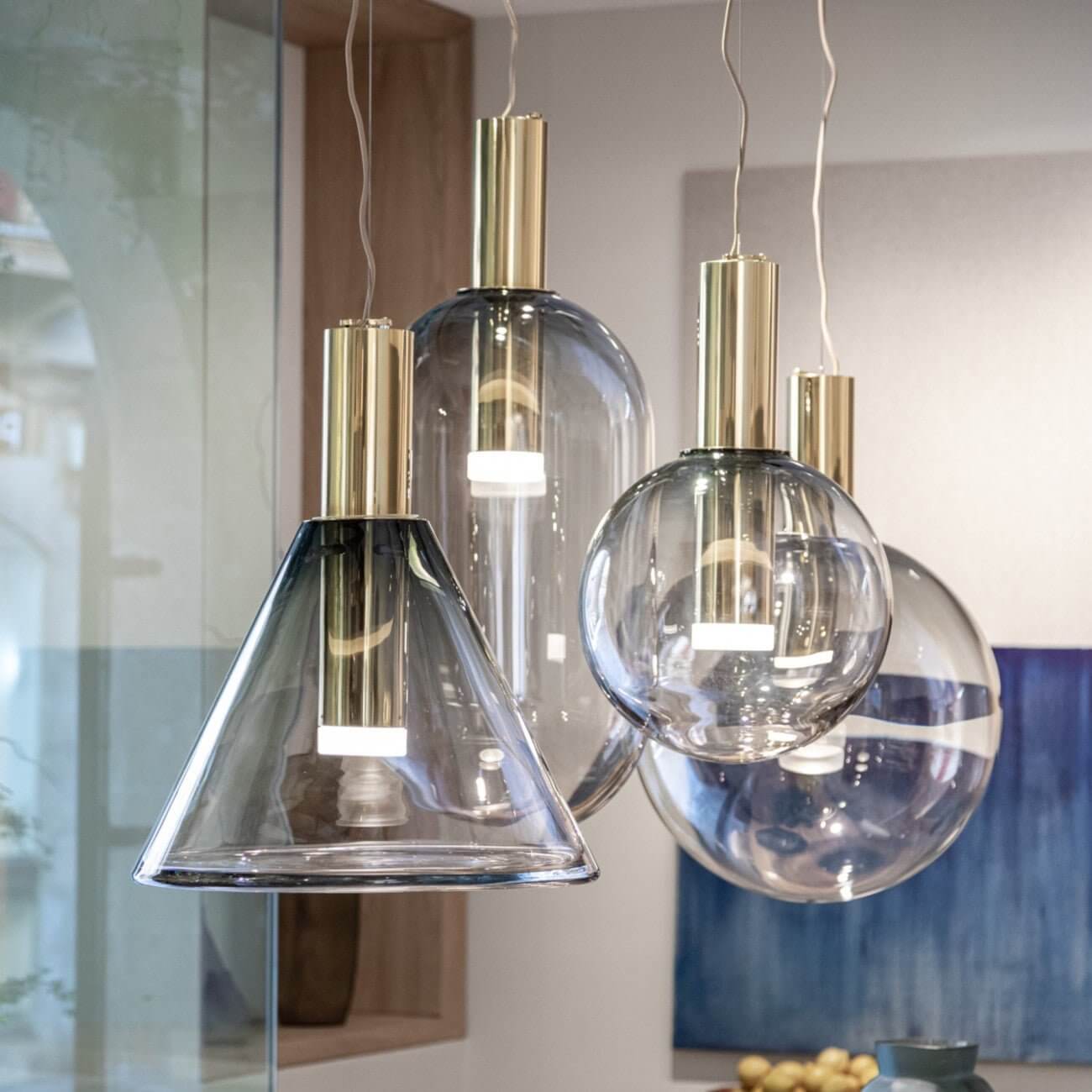 Elegante Pendelleuchte Glas & Metall