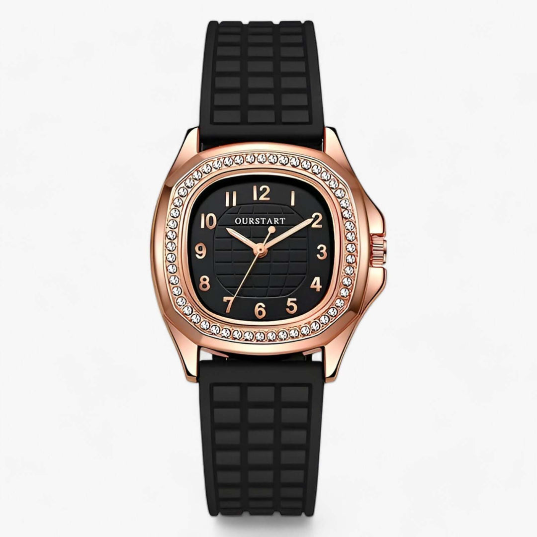 Montre de luxe pour femme avec diamants - bracelet en silicone