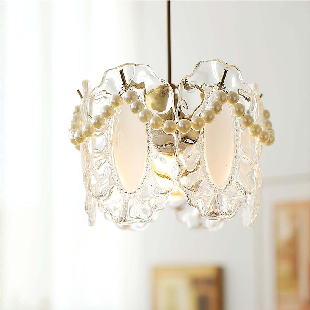 Lampe à suspension en verre fleuri