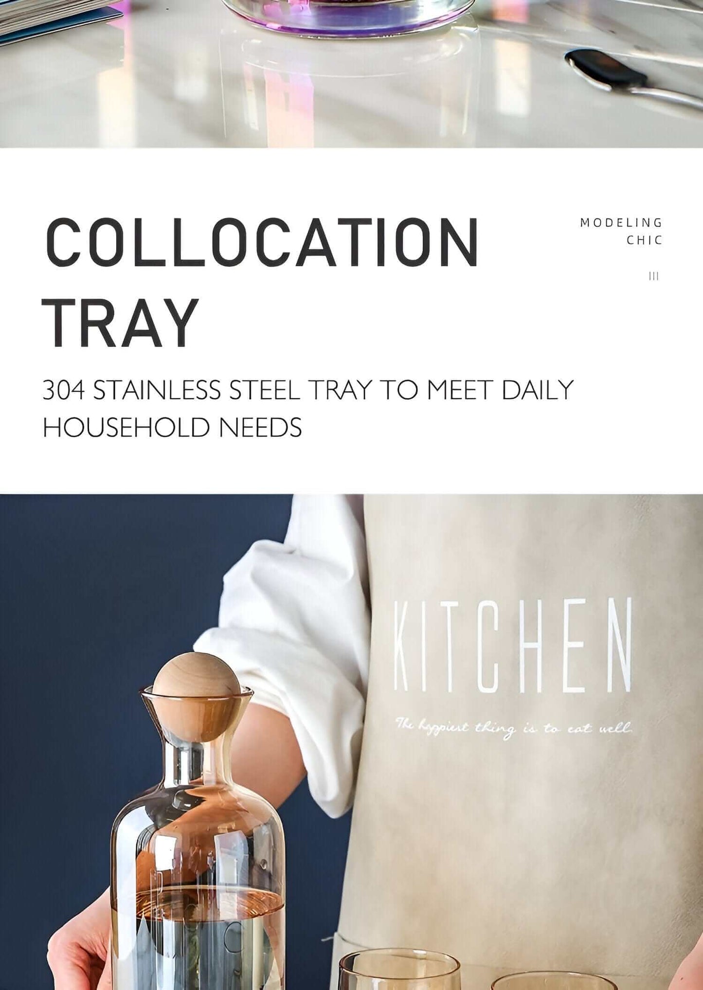 Élégante carafe en verre avec couvercle en bois