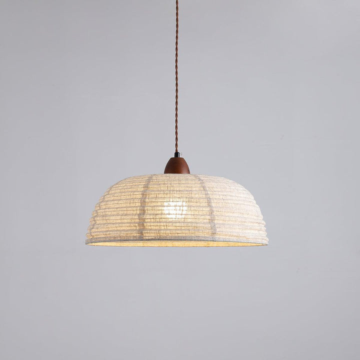 Lampe à suspension en bois et tissu