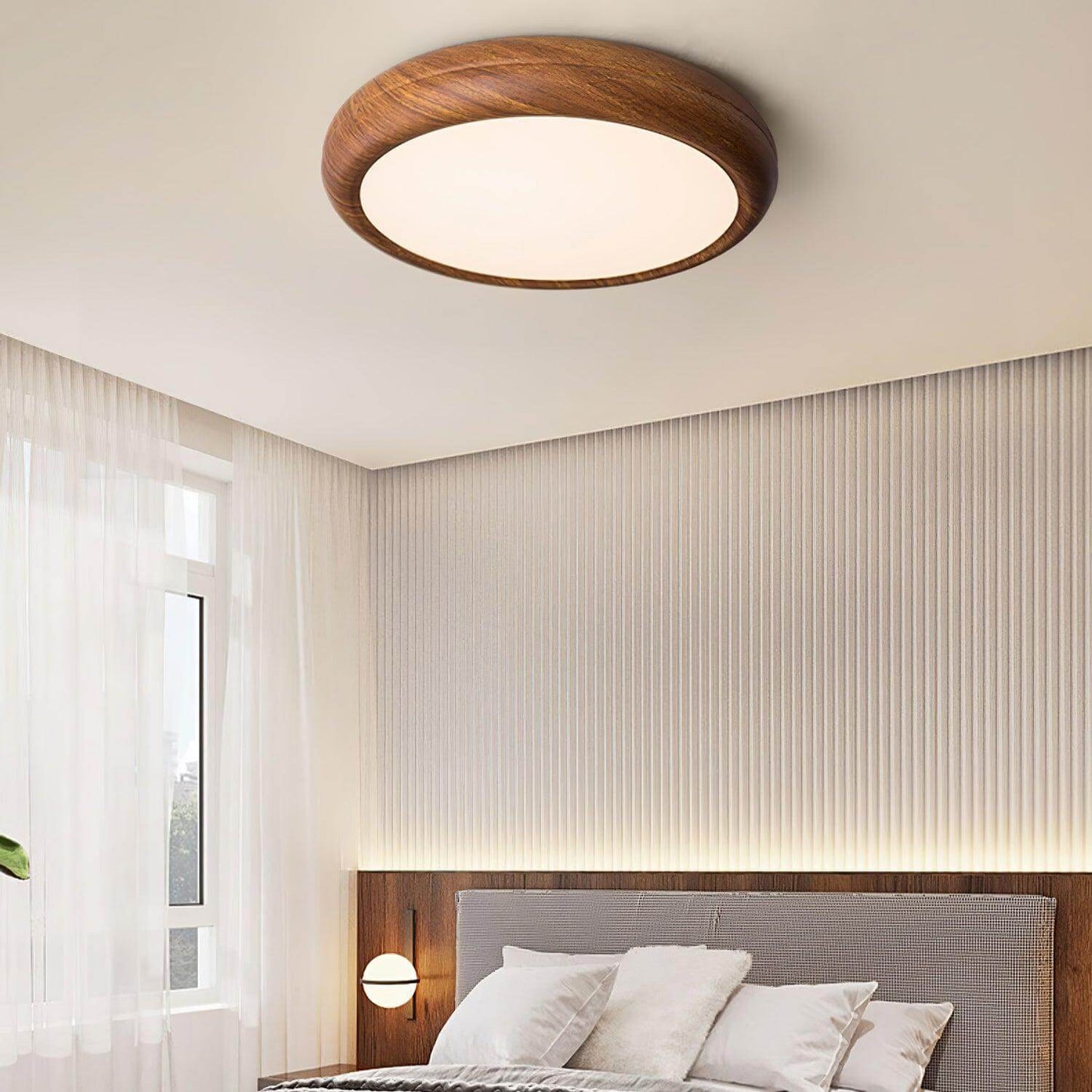 LED Deckenleuchte Holzoptik Modern Rund
