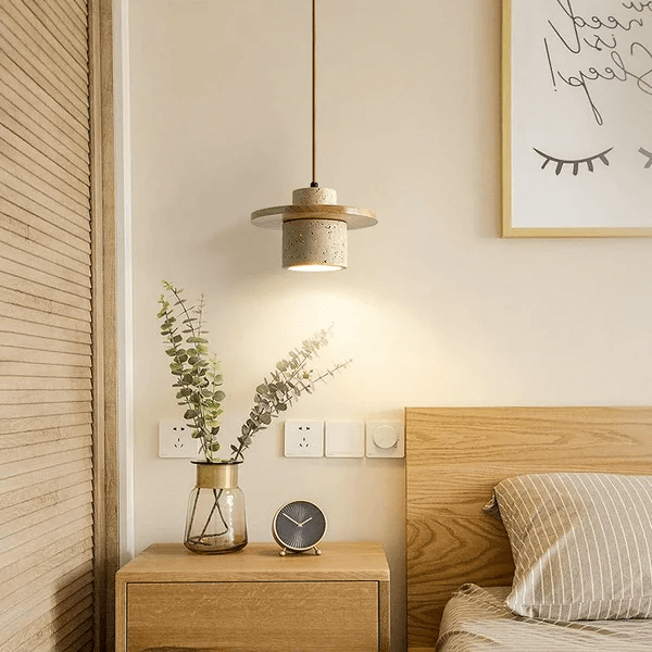 Lampe suspendue design en travertin