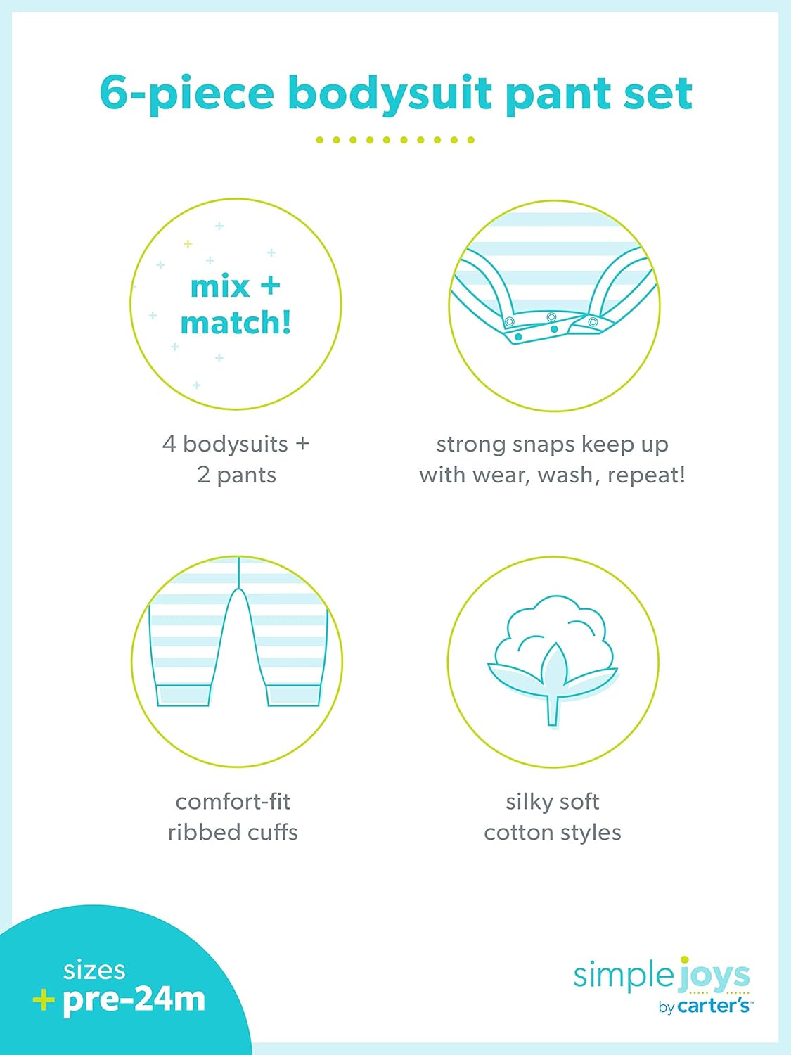 Ensemble de vêtements unisexe pour bébé 6 pièces