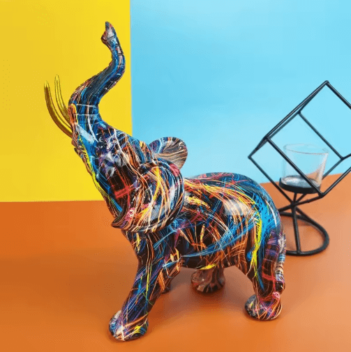 Figurine décorative d'éléphant colorée - chance, force et sagesse