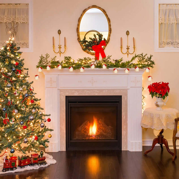 Décoration de Noël en bois à LED avec lumière blanche chaude