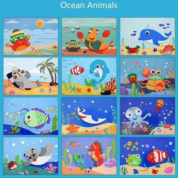 3D Tier-Stickerset - Fantasievolle Abenteuer