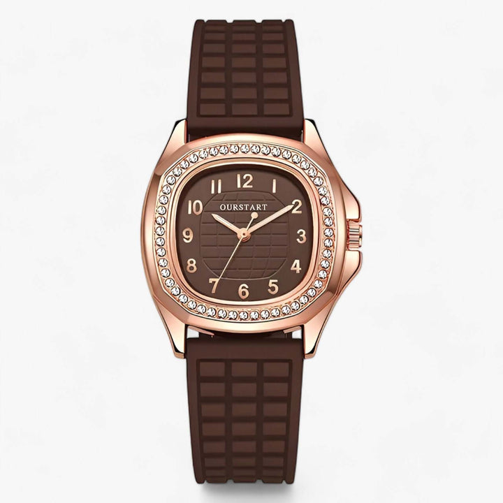 Montre de luxe pour femme avec diamants - bracelet en silicone