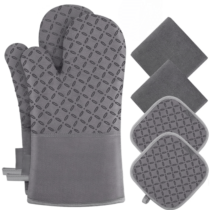 Ensemble de 6 gants de cuisine et maniques résistants à la chaleur