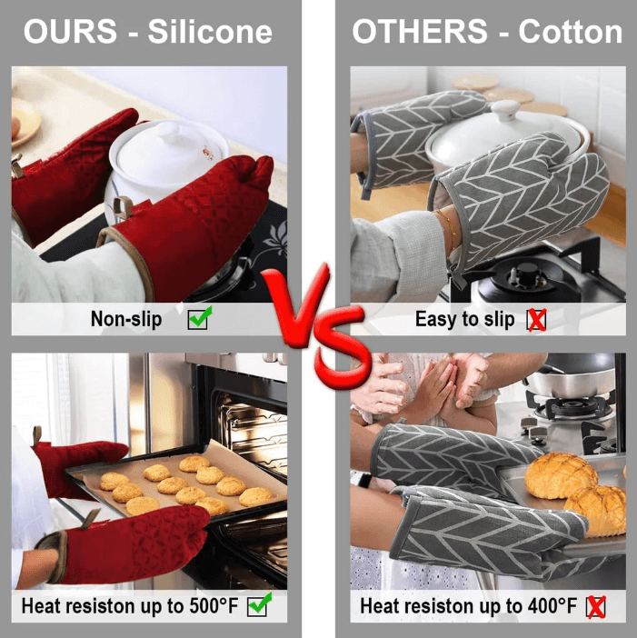 Ensemble de 6 gants de cuisine et maniques résistants à la chaleur