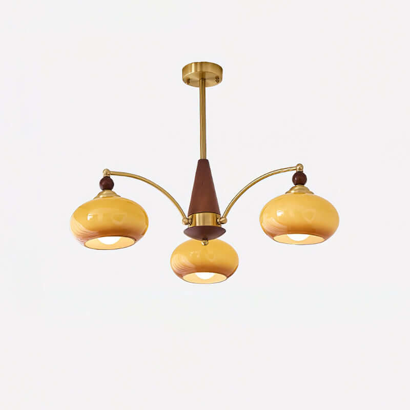 Retro Kronleuchter Holz & Messing