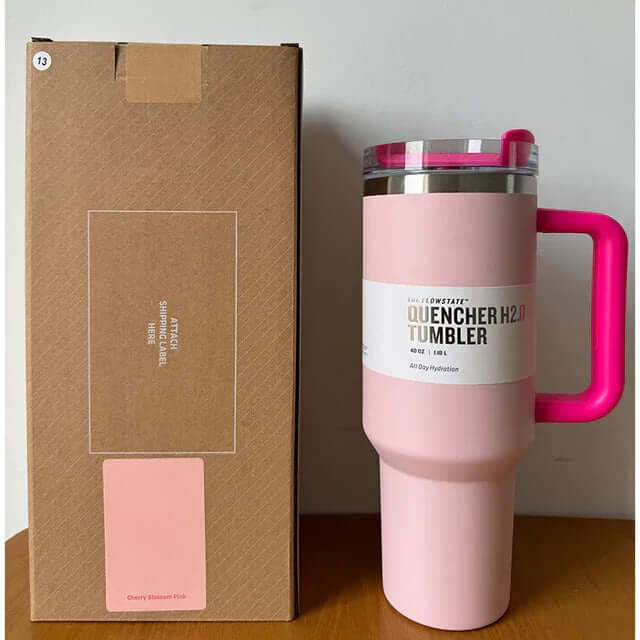 40oz Isolierter Edelstahl Reisebecher mit Griff & Strohhalm