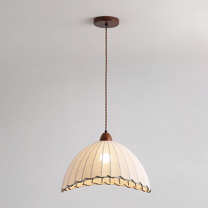 Lampe à suspension en bois et tissu