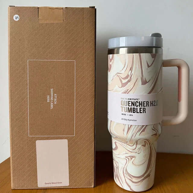 40oz Isolierter Edelstahl Reisebecher mit Griff & Strohhalm
