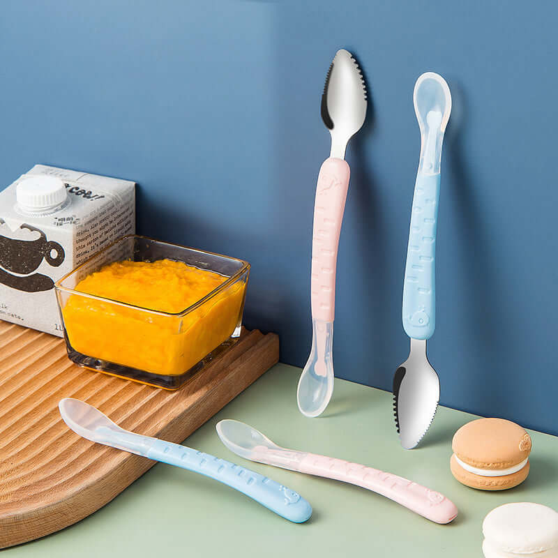 Lot de 2 cuillères en silicone pour bébé - Alimentation douce et sûre