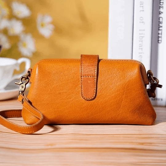 Sac à main rétro en cuir véritable