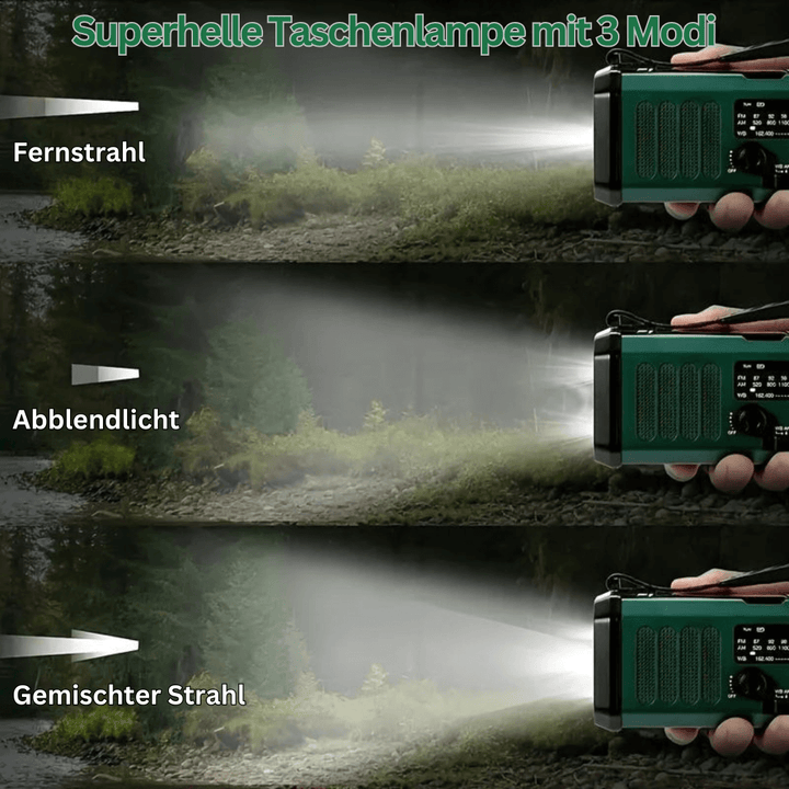 Multifunktionales Notfallradio mit Solar & Kurbel