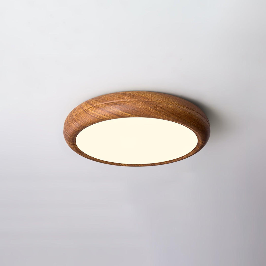 Plafonnier LED aspect bois moderne rond