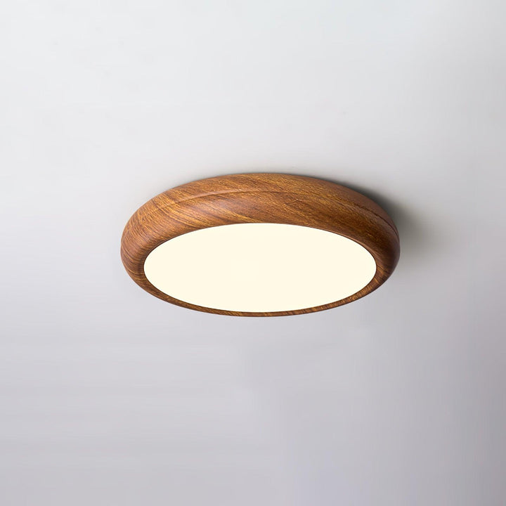 Plafonnier LED aspect bois moderne rond