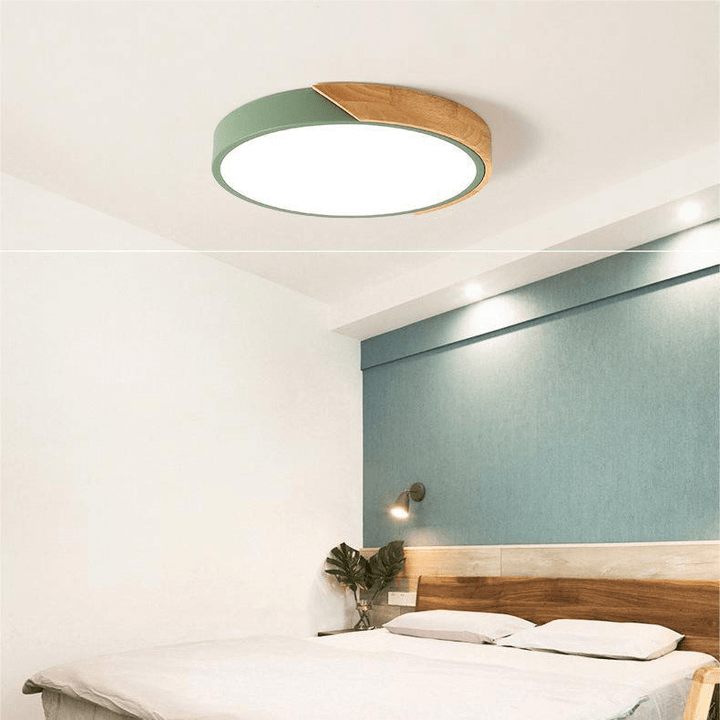 Plafonnier LED rond en bois moderne