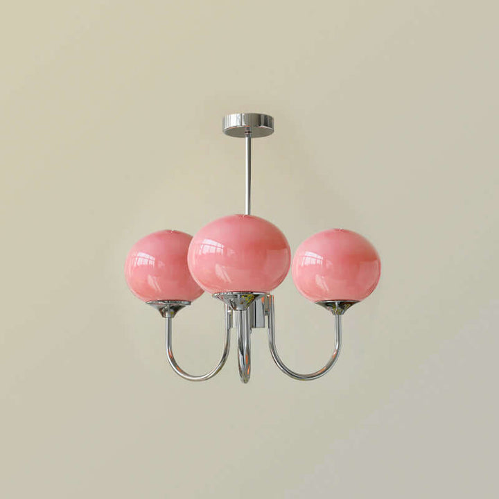 Lustre élégant avec abat-jour en verre rose