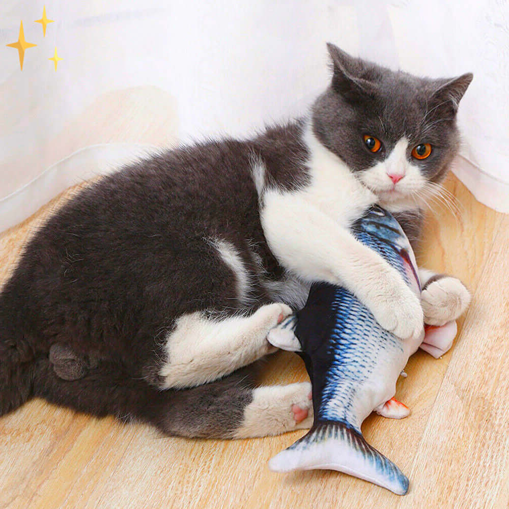 Ensemble de jouets interactifs pour chat - 4 poissons mobiles