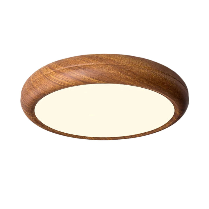 Plafonnier LED aspect bois moderne rond