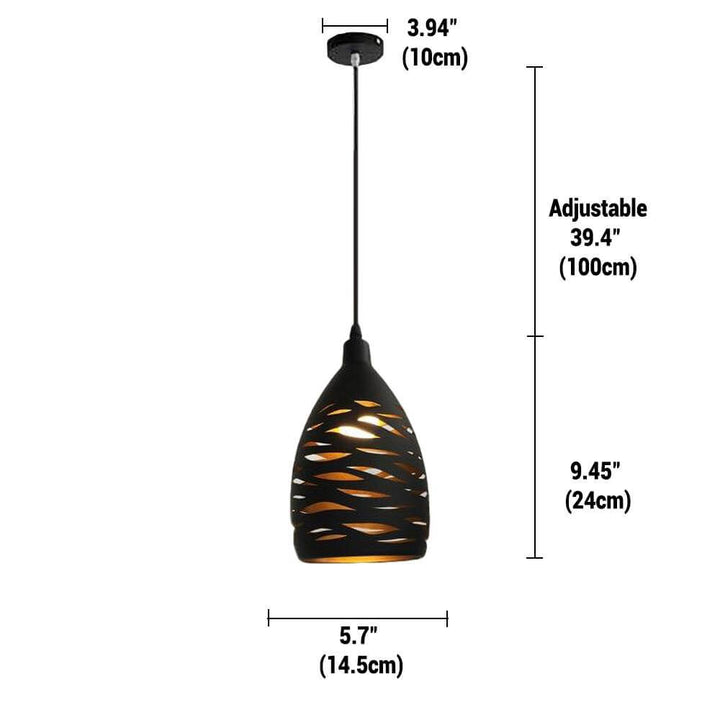 Lampe suspendue en métal motif noir