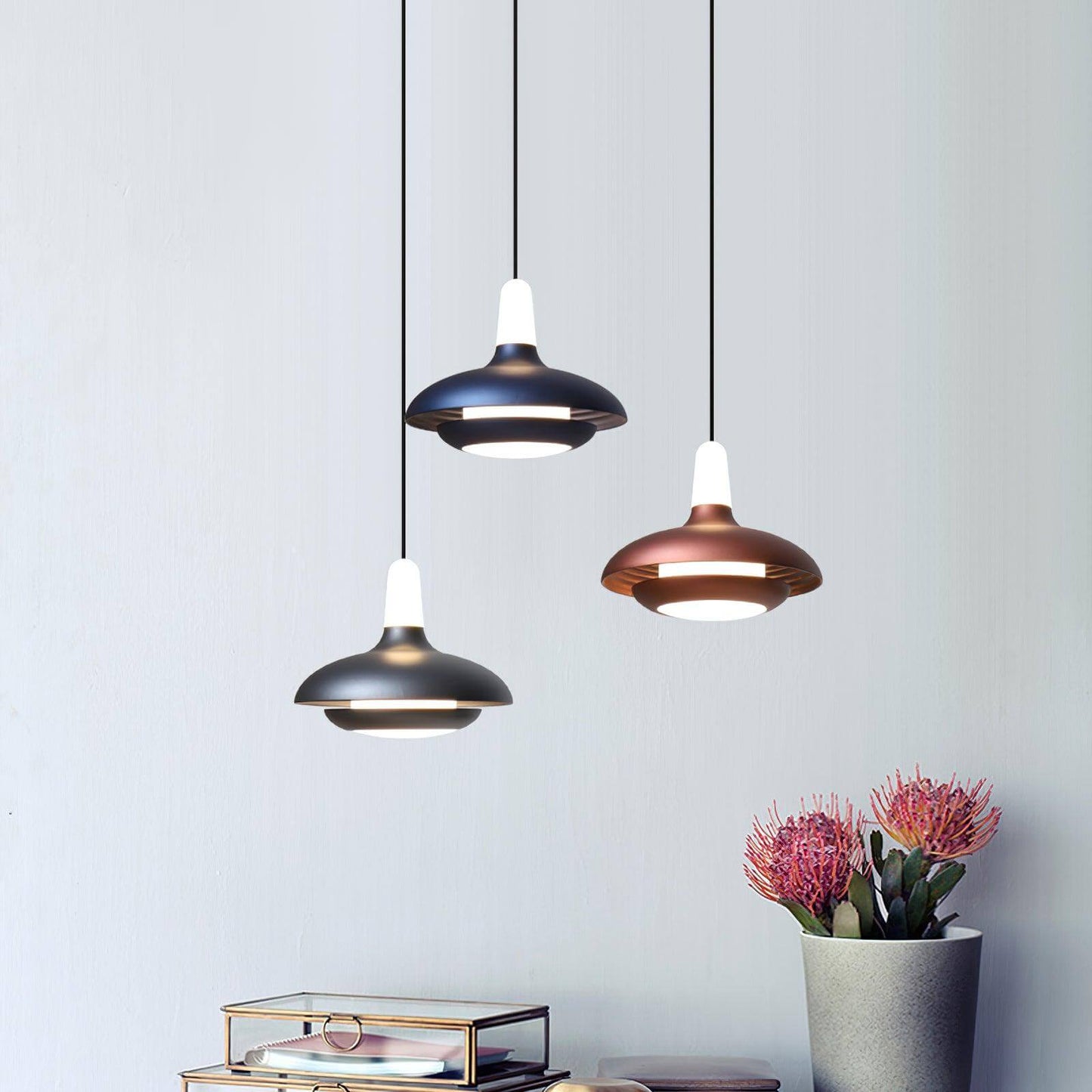 Suspension LED moderne, aluminium, 18 cm