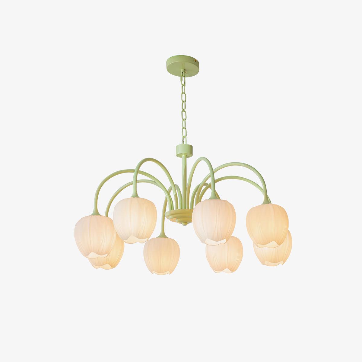 Tulpen-Matcha-Kronleuchter - 5-8 Leuchten