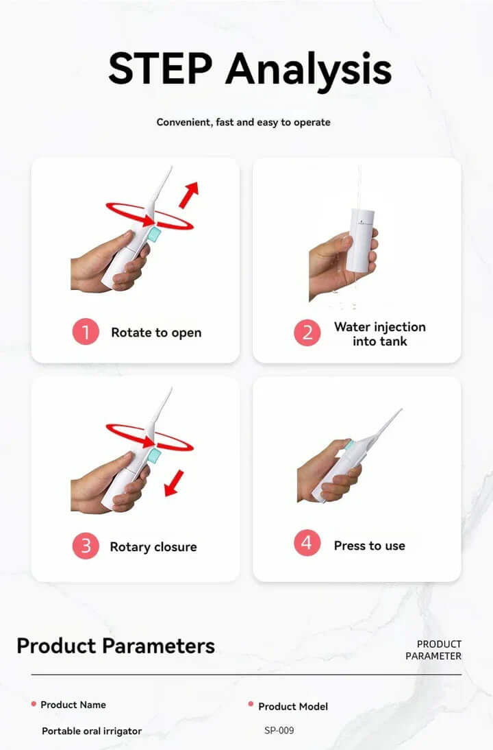 Tragbarer Hochdruck-Zahnreiniger mit Munddusche