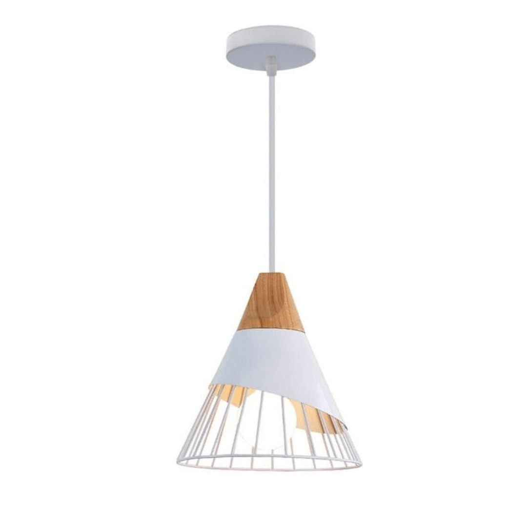 Lampe suspendue industrielle scandinave en bois et métal