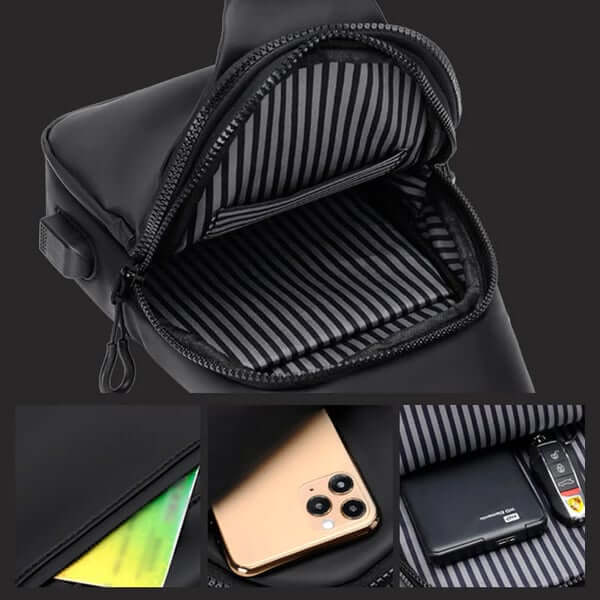 Sac à bandoulière étanche avec USB
