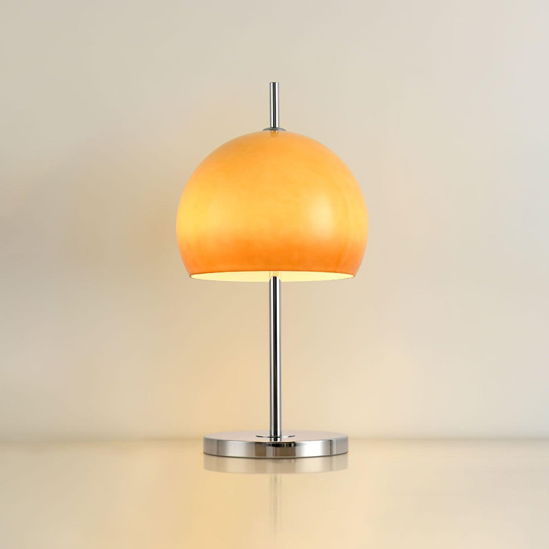 Lampe de table design champignon en verre ambré