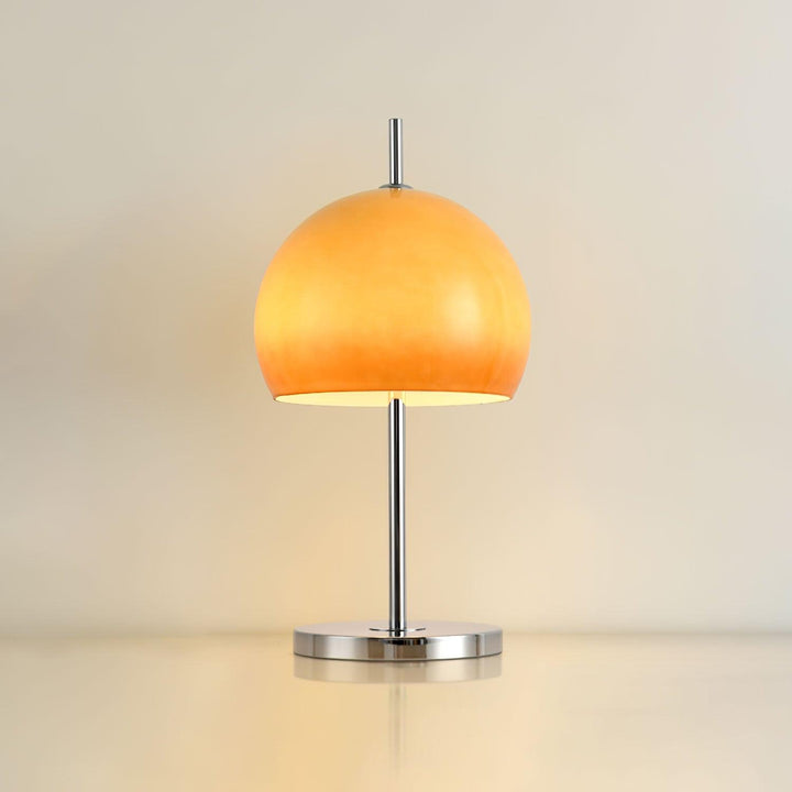 Lampe de table design champignon en verre ambré