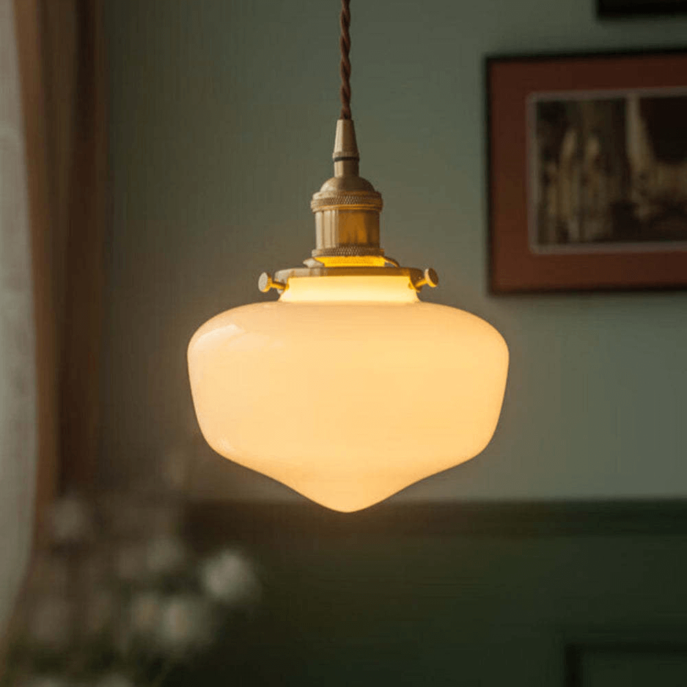 Suspension rétro en laiton et verre